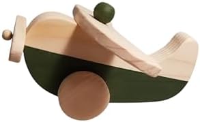 Wooden Airplane Pull Toy for Toddlers Dark Green