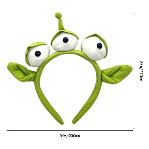 Green Alien Headband with Three Eyes for Girls Kids