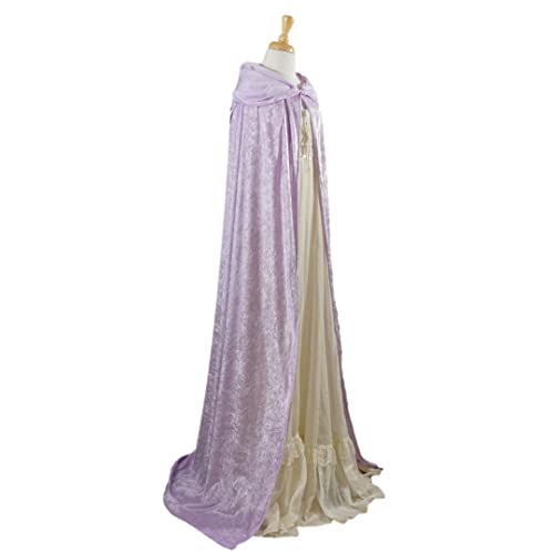 Light Purple Lavender Velvet Hooded Cape for All Sizes