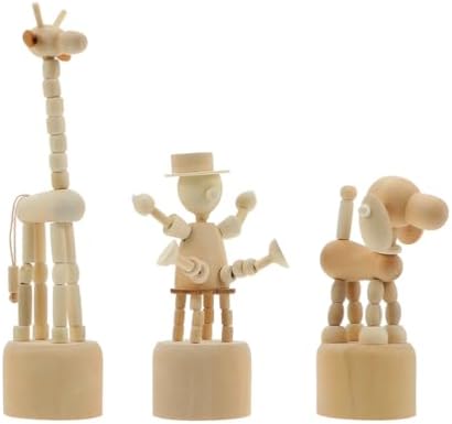 3Pcs Wooden Finger Puppets for DIY Crafts and Decor