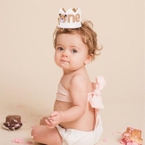 SuPoo First Birthday Bear Crown Headband 1