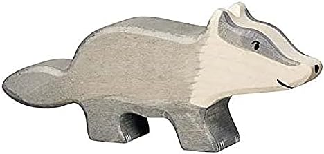Holztiger Badger Toy Figure - Educational Wooden Animal Toy