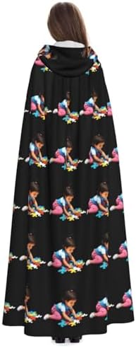 Little Girl Puzzle Print Hooded Cloak for Halloween Costume