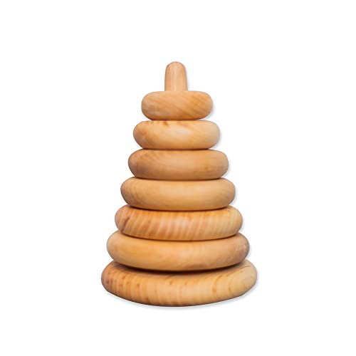 Busy Puzzle Wooden Stacking Toy Montessori Pyramid for Toddlers