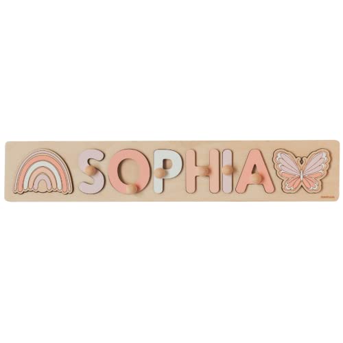 Personalized Name Puzzle with Butterfly Rainbow for Baby Girl