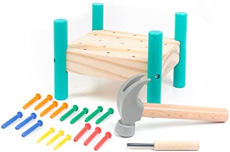 OUJILA Wooden Baby Workbench Pounding Hammer Toy