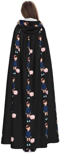 Little Girl Piggy Prints Hooded Cloak for Halloween Costume