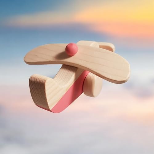 Wooden Airplane Toy for Toddlers Safe and Handmade