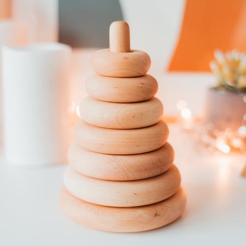 Busy Puzzle Wooden Stacking Toy Montessori Pyramid for Toddlers