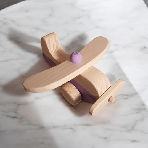 Cute Wooden Airplane Toy for Toddlers Handmade and Natural