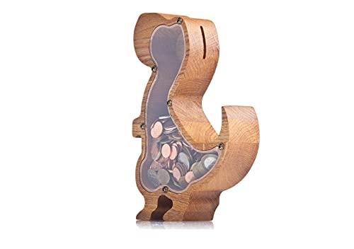 Woodpresent T-Rex Dinosaur Piggy Bank - Personalized Saving Box for Kids