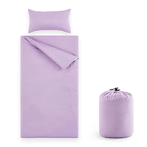 Wake In Cloud Kids Sleeping Bag with Pillow Set - Lilac Purple