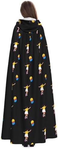 Little Girl Running with Balloons Halloween Hooded Cloak