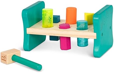 B Toys Wooden Shape Sorter with Toy Hammer