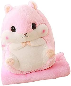 YunNasi Plush Hamster Pillow with Blanket Set Pink