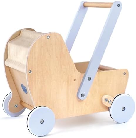 Pillowhale Wooden Baby Doll Stroller with Walker