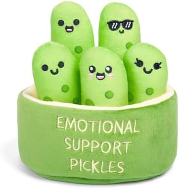 Emotional Support Pickles Plush Set with Basket