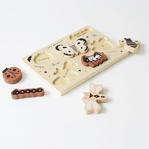 Wee Gallery Bugs Wooden Puzzle Tray for Kids Age 2-4