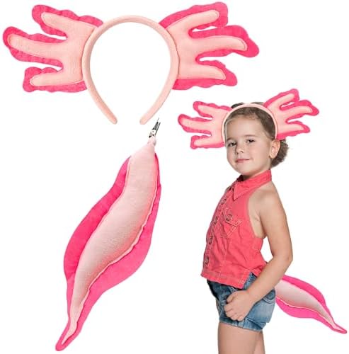 Axolotl Headband and Tail Costume Set for Kids 1