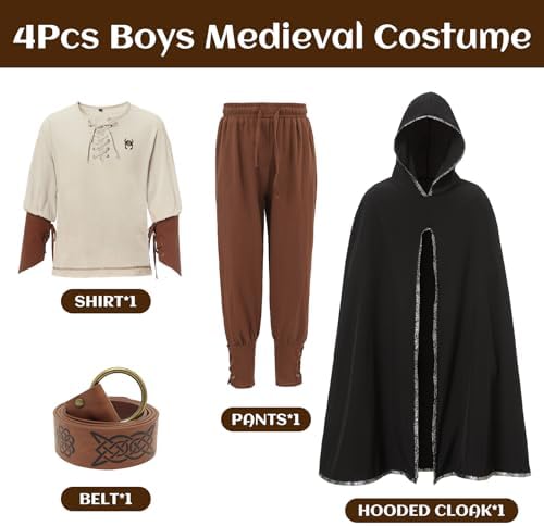 Ezuwail Boys Medieval Viking Costume Set for Halloween and Role Play