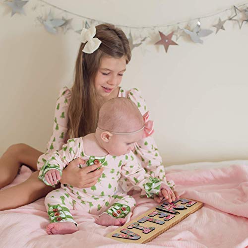 Personalized Wooden Name Puzzle for Kids - Floral Grey
