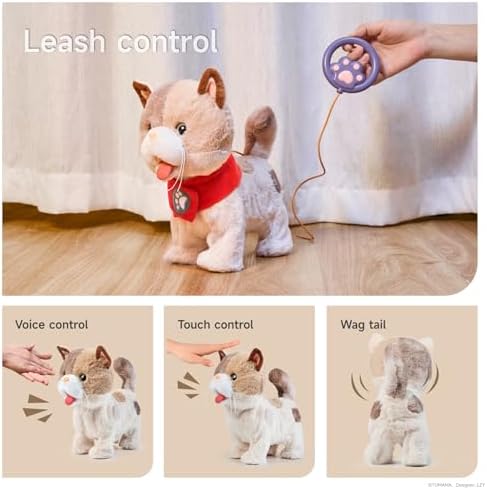 TUMAMA Toy Cat for Kids Walks Meows Wags Tail Interacts Remote Control