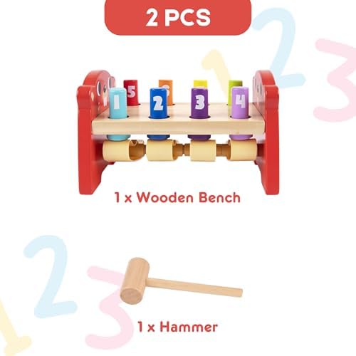 TOYSTERS Wooden Whack-a-Mole Toy for Toddlers