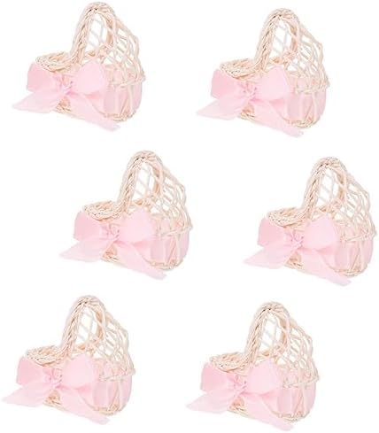 UPKOCH 6pc Miniature Wicker Flower Basket for Dollhouse Decor