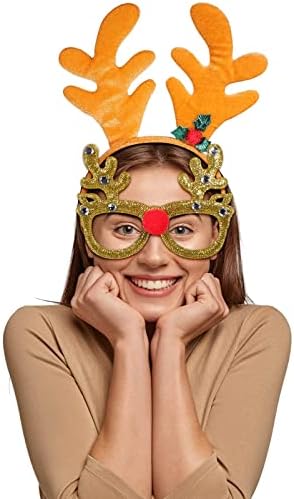 FRCOLOR Christmas Headbands and Glasses Frame Set