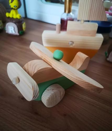 Wooden Airplane Toy for Toddlers Handmade and Safe 1