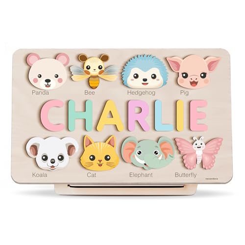 Custom Name Puzzle with Animals - Handmade Wooden Toy