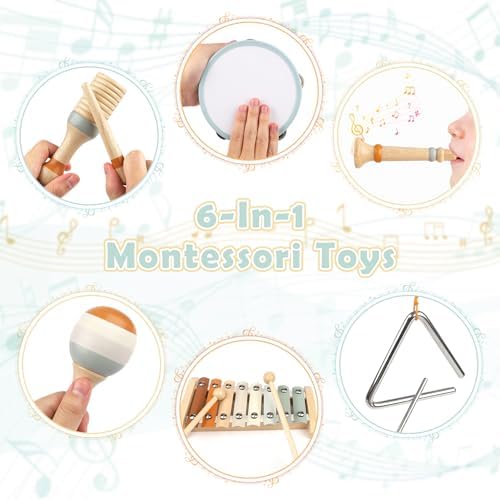 Vanplay Montessori Wooden Musical Instruments for Toddlers 1-3