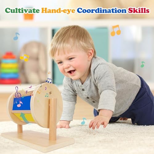 LEADER JOY Montessori Spinning Drum Toy for 1-3 Year Old