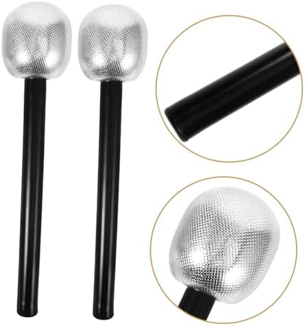 UPKOCH 2pcs Silver Mic Costume Prop for Kids and Halloween