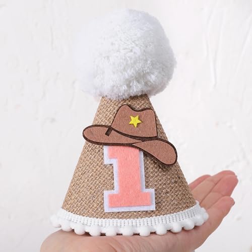 TERJIO Cowboy Cone First Birthday Hat - Western Party Prop 1