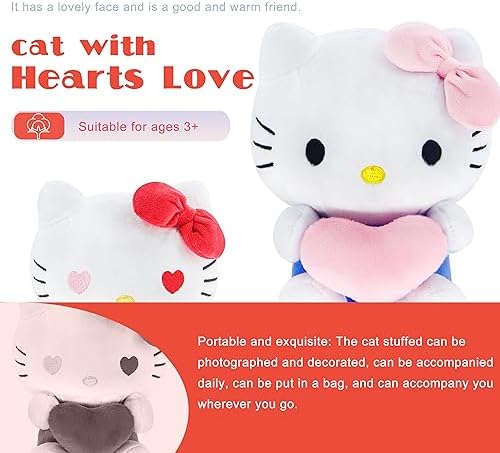 Kawaii Love Plush Toy with Heart Pillow Blue
