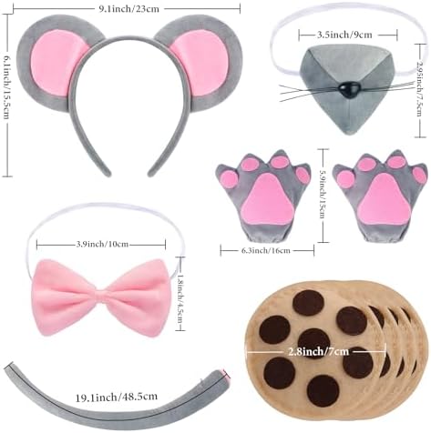 Kyson Kids Mouse Costume Set 9 Pcs for Halloween and Carnival