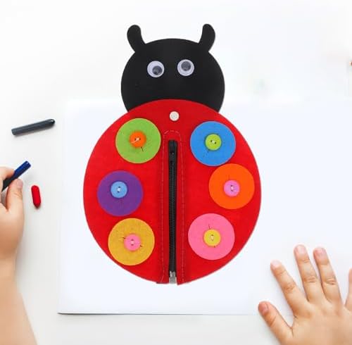 SUPVOX Felt Ladybird Zipper DIY Craft Kit for Kids