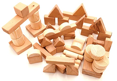 Wooden Toy Building Blocks Set of 60