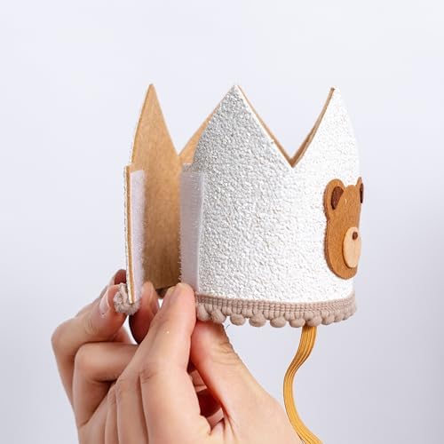 LINZYING Teddy Bear 1st Birthday Crown Hat