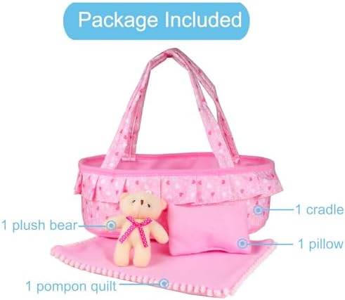 Young Buds Baby Doll Cradle Bassinet Portable Carrier
