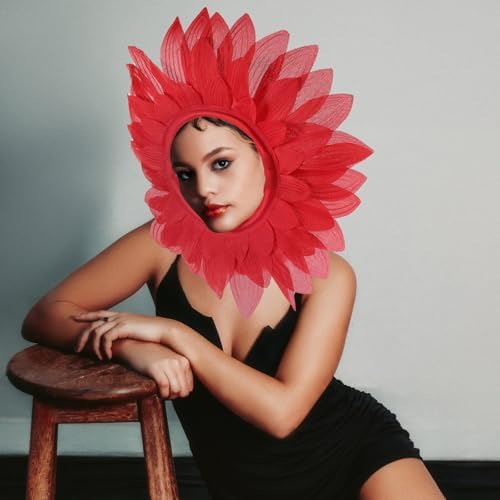 Luxshiny Red Flower Costume Headpiece Party Hat