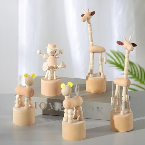 3Pcs Wooden Finger Puppets for DIY Crafts and Decor
