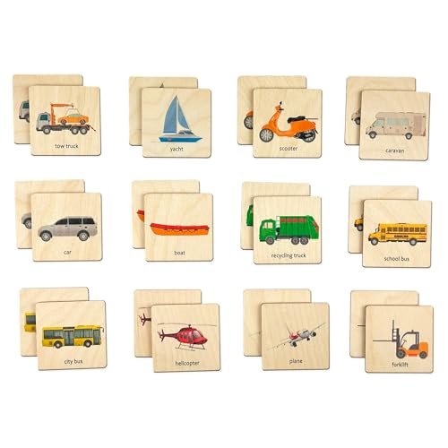 Montessori Wooden Transport Puzzle - Memory Game for Toddlers