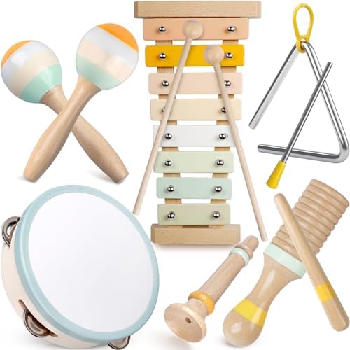 Rmischolar Wooden Music Toy Set for Toddlers 1-3