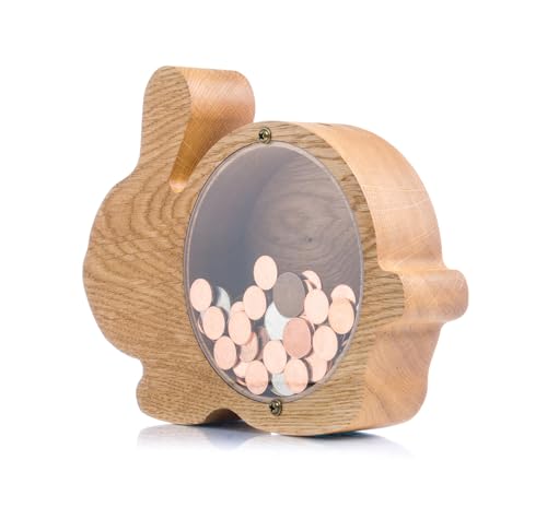 Personalized Rabbit Coin Bank Wooden Piggy Bank for Kids