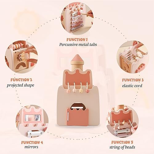 Wooden Teether Activity Cube for Toddlers 1 Year Old