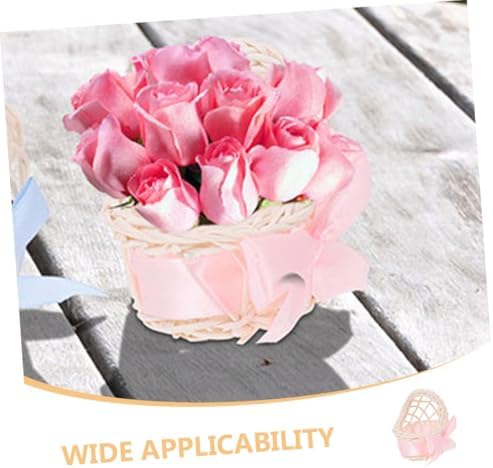 Toddmomy Mini Woven Flower Basket for Dollhouse DIY