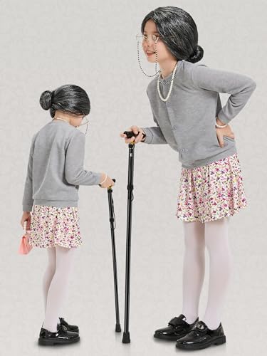 Gnodio Old Lady Costume for Kids 100 Days School
