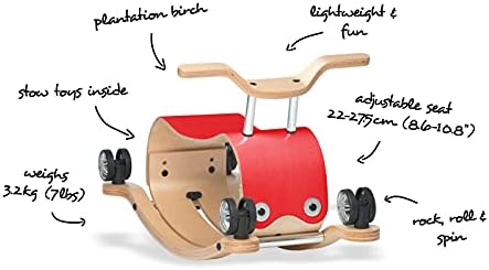 Wishbone Flip 2in1 Wooden Rock Roll Toy Red 1
